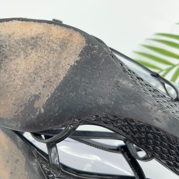 Prada Sandals Women's Size 41 11 Black Leather Wedge Woven Slingback Vintage Y2K - Picture 13 of 15
